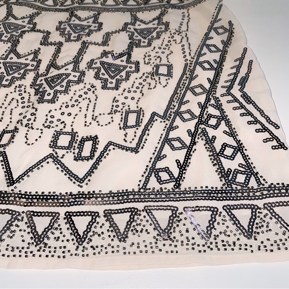 SKIES ARE BLUE | Ivory Sequin Beaded Skirt Women’s Size Large - Picture 4 of 8